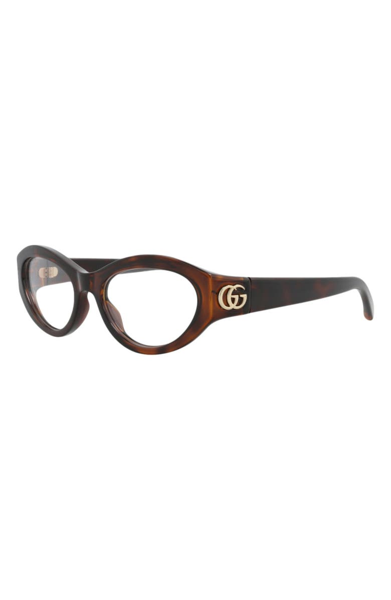 Gucci 51mm Cat Eye Optical Glasses, Alternate, color, Havana Havana Transparent
