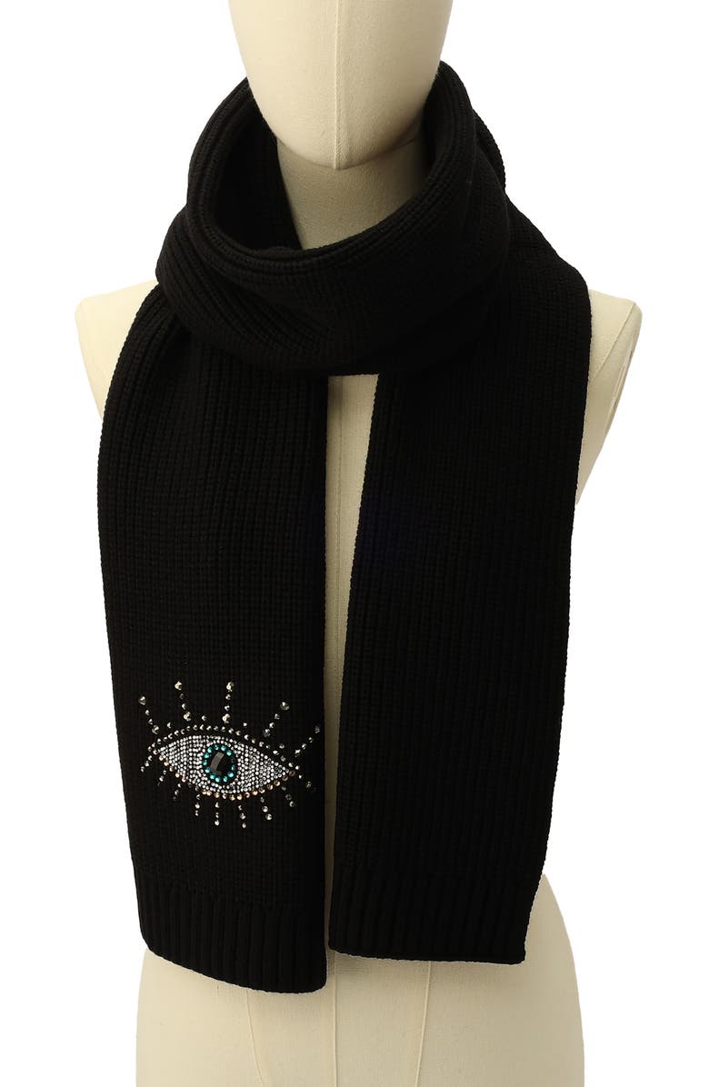 Kurt Geiger London Evil Eye Crystal Embellished Scarf, Alternate, color, 
