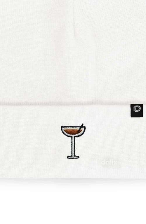 Dalix Espresso Martini Beanie Cap In White