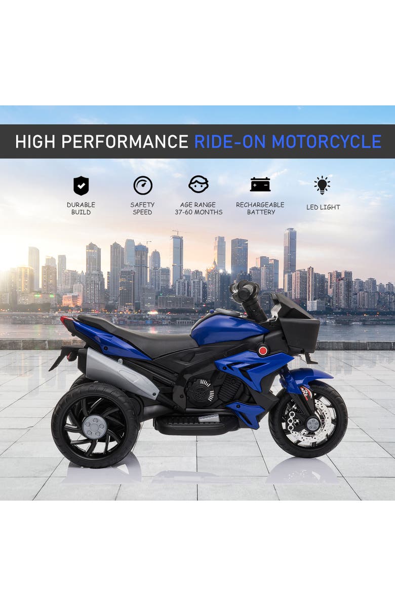 Aosom 6V Kids Electric Motorcycle, Dirt Bike Style, Music, Horn, Headlights, Alternate, color, Blue