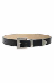 Steve Madden Rectangular Buckle Faux Leather Belt