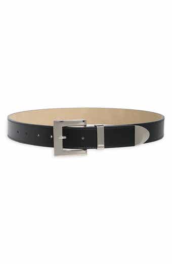 Rectangular Buckle Faux Leather Belt