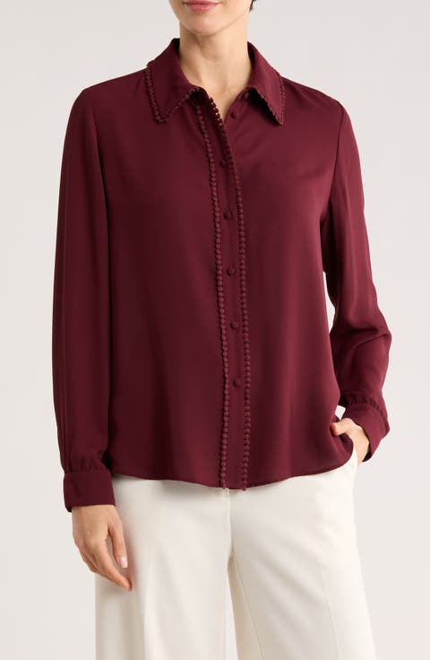 Lace Trim Button-Up Shirt