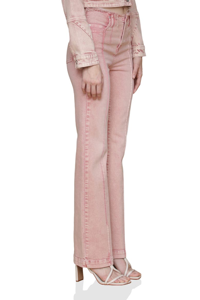 Raw Waistband Pintuck Flare Pants, Alternate, color, STRAWBERRY