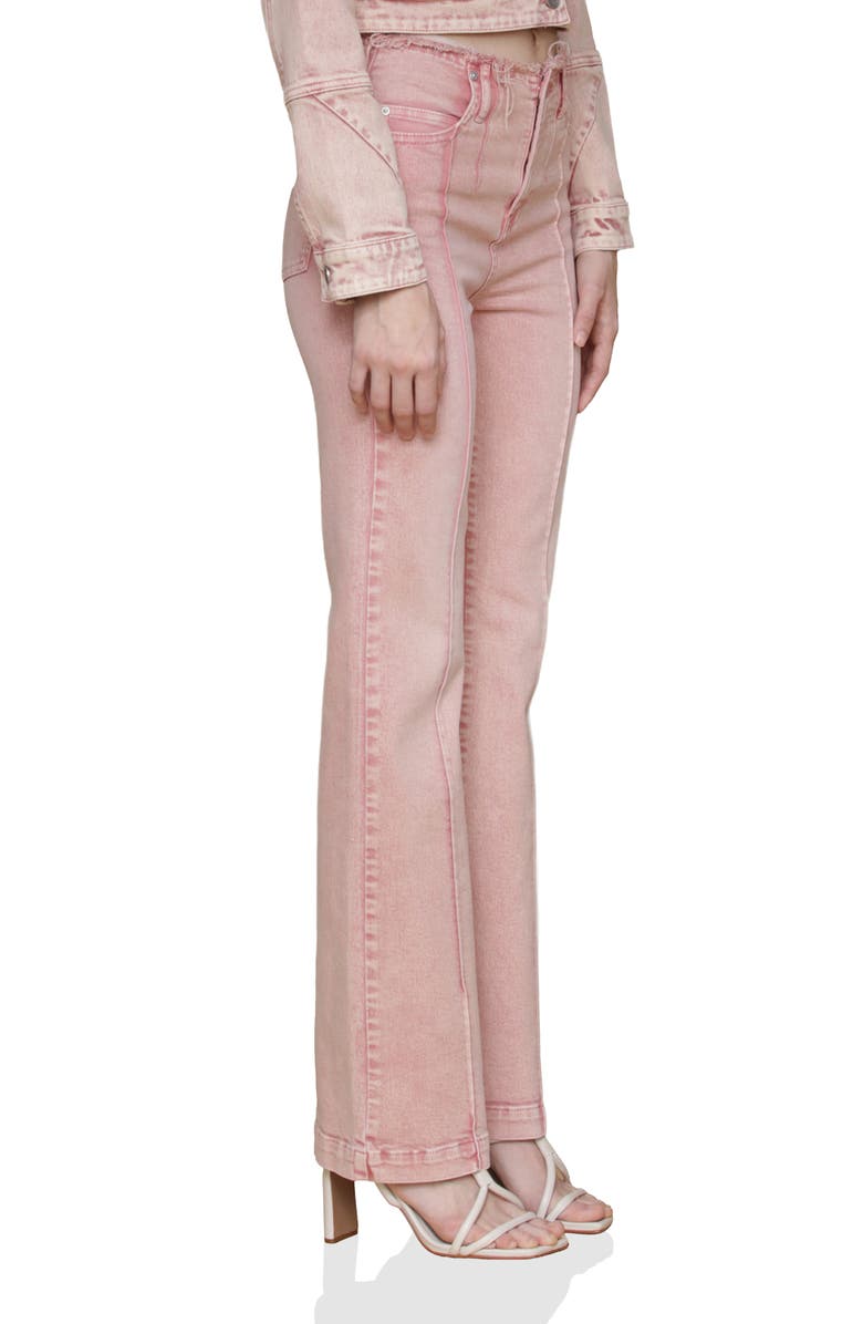 Avec Les Filles Raw Waistband Pintuck Flare Pants, Alternate, color, Strawberry