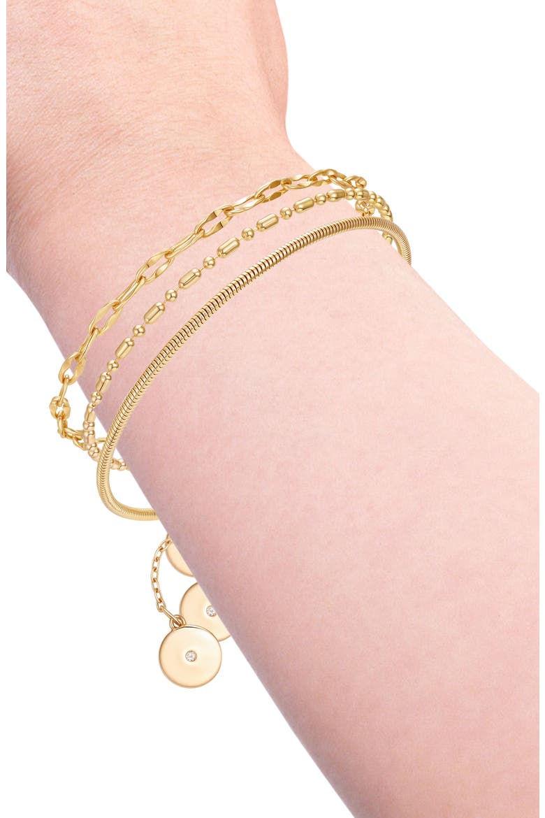 Set of 3 Stackable Chain Bracelets, Alternate, color, GOLDTONE