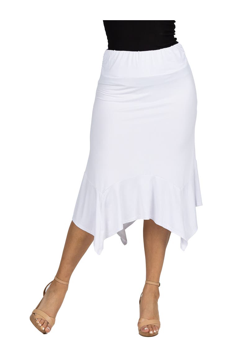 Knee Length Elastic Waist Handkerchief Skirt, Main, color, White