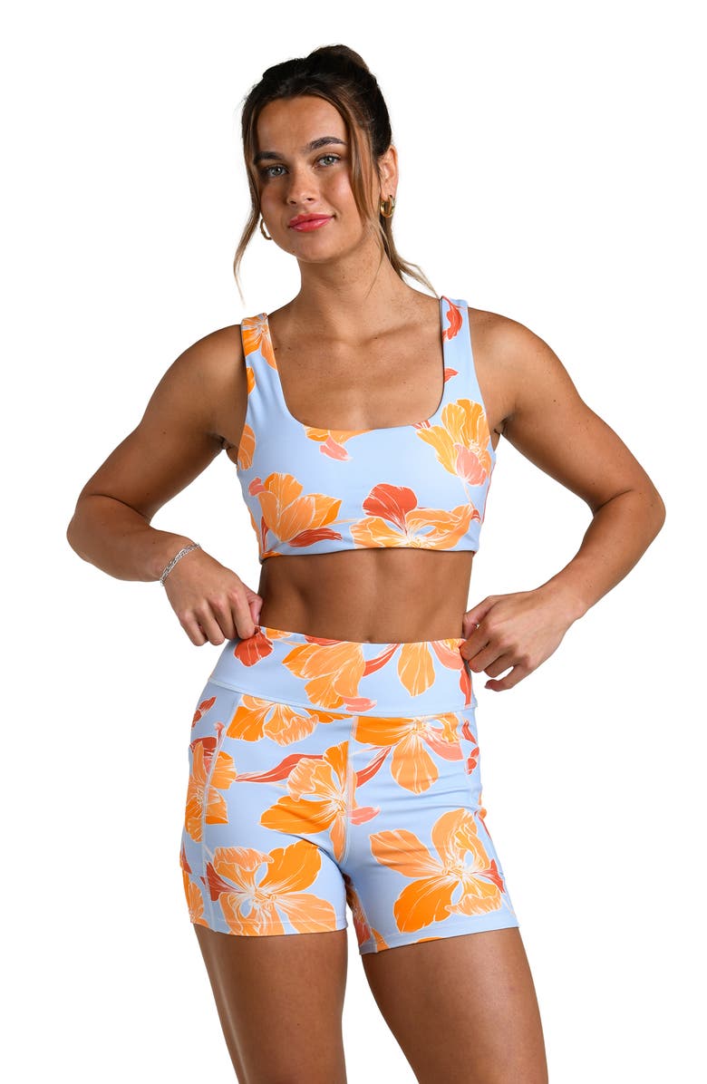 La Blanca Outline Floral High Waist Bike Shorts, Alternate, color, Drift