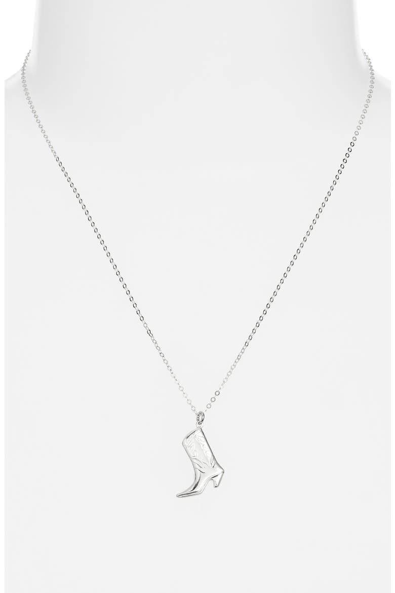 Cowgirl Boot Pendant Necklace, Alternate, color, STERLING SILVER