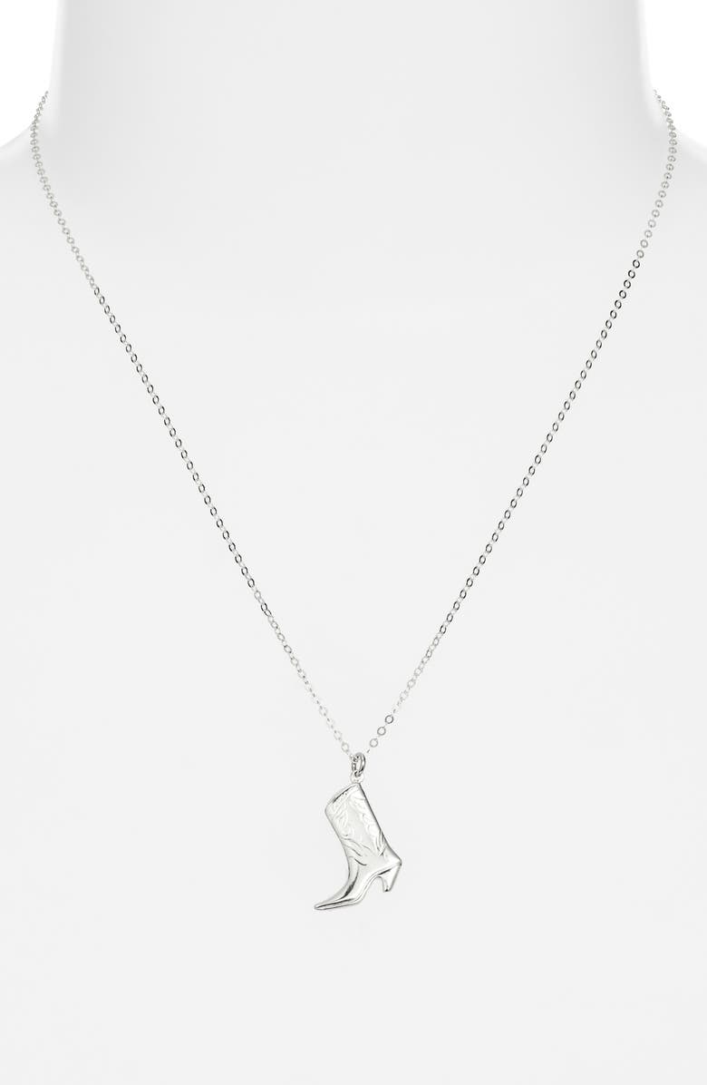 Nashelle Cowgirl Boot Pendant Necklace, Alternate, color, Sterling Silver