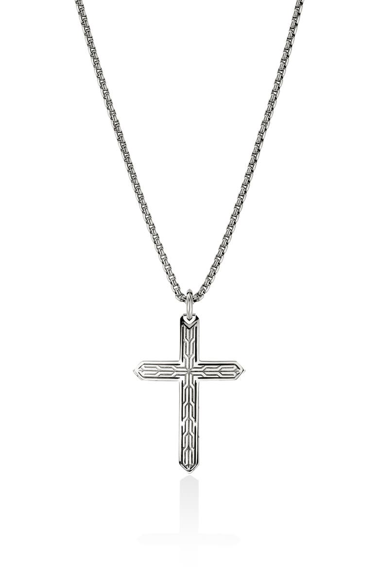 Icon 50 Cross Pendant Necklace, Alternate, color, SILVER