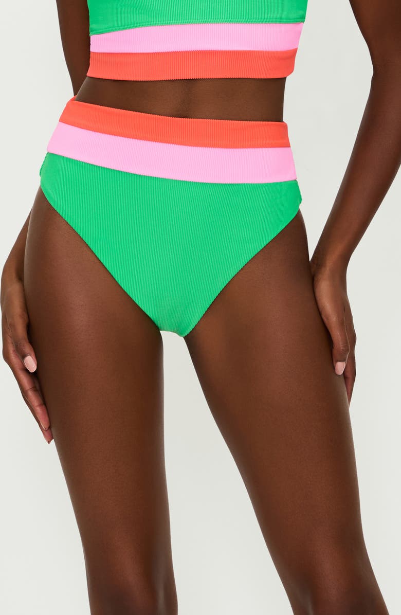 Beach Riot Heidi Colorblock High Waist Bikini Bottoms, Main, color,