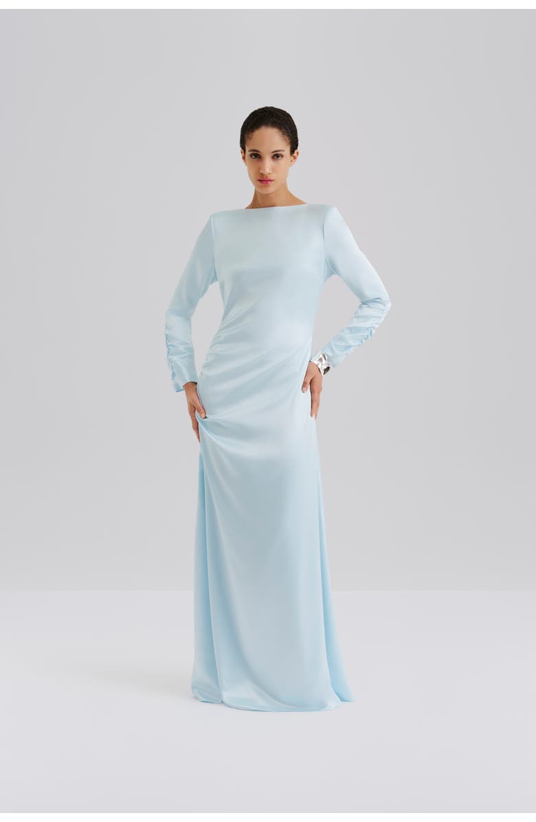 Malina Luisa Ruched Long Sleeve Maxi Dress, Main, color, Icy Blue