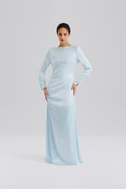 Malina Luisa Ruched Long Sleeve Maxi Dress