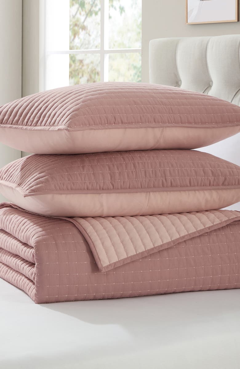 VCNY HOME Pickstitch 3-Piece King Quilt Set, Main, color, Rose