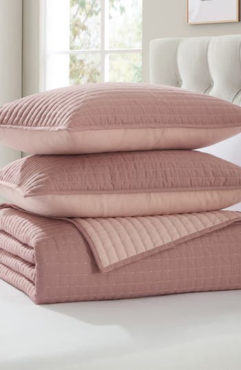 Vcny Home Pickstitch 3-piece King Quilt Set In Rose
