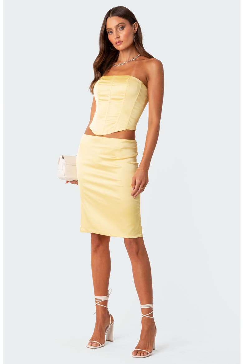 Gracelynn Slit Satin Skirt, Alternate, color, YELLOW