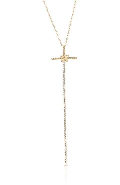 Cubic Zirconia Floral Cross Pendant Necklace