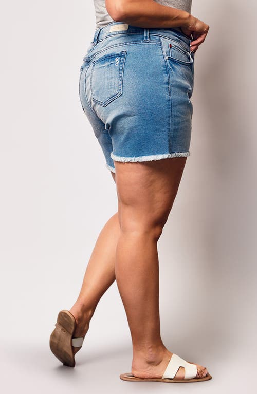 Slink Jeans Raw Hem Cutoff Denim Shorts In Blue