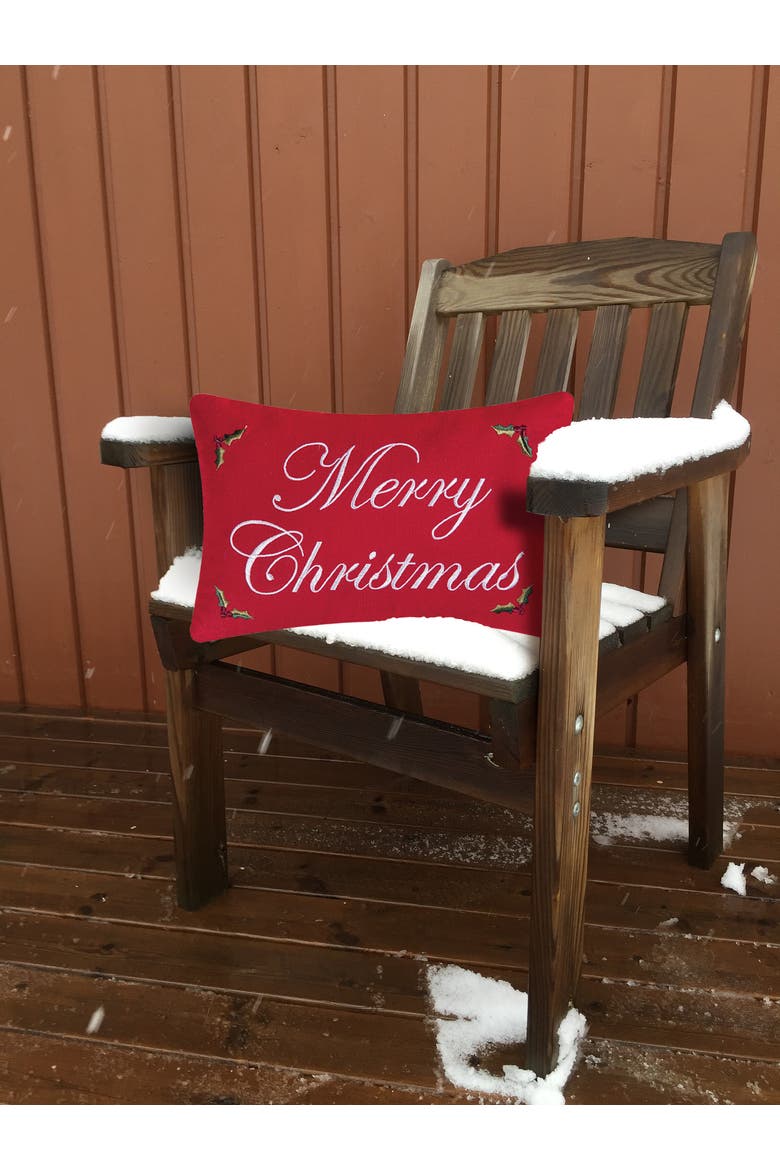 Merry Christmas Embroidered Mini Accent Pillow, 8" x 12", Alternate, color, Red