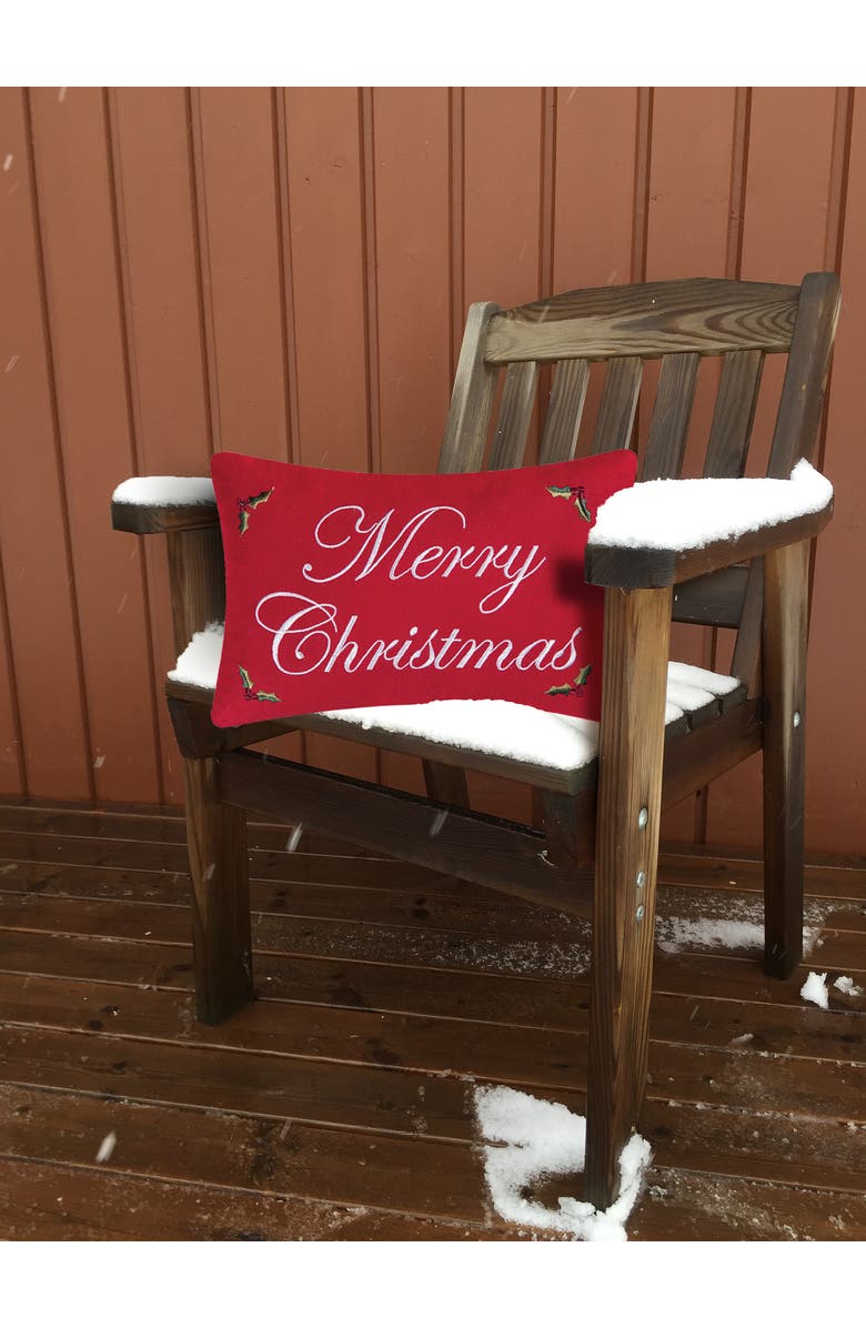 C&F Home Merry Christmas Embroidered Small/Petite Accent Pillow, 8" x 12", Alternate, color, Red
