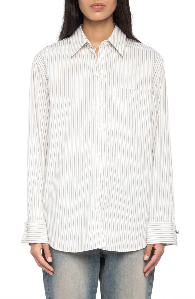 Zadig & Voltaire Morning Pop Logo Stripe Button-Up Shirt, Main, color, Judo
