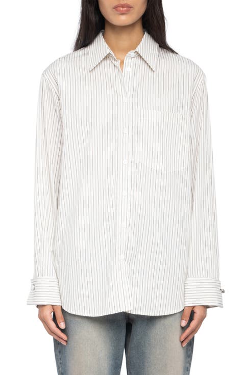 Morning Pop Logo Stripe Button-Up Shirt