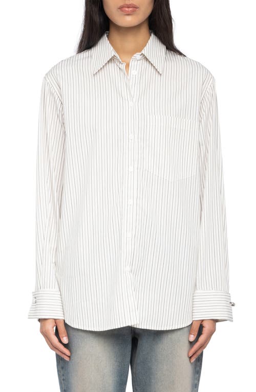 Zadig & Voltaire Morning Pop Logo Stripe Button-up Shirt In White