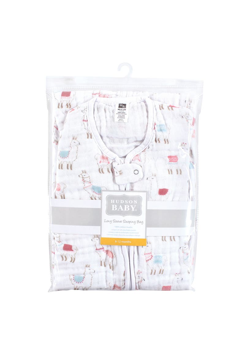 Soft Muslin Long-Sleeve Sleep Swaddle, Alternate, color, Llama