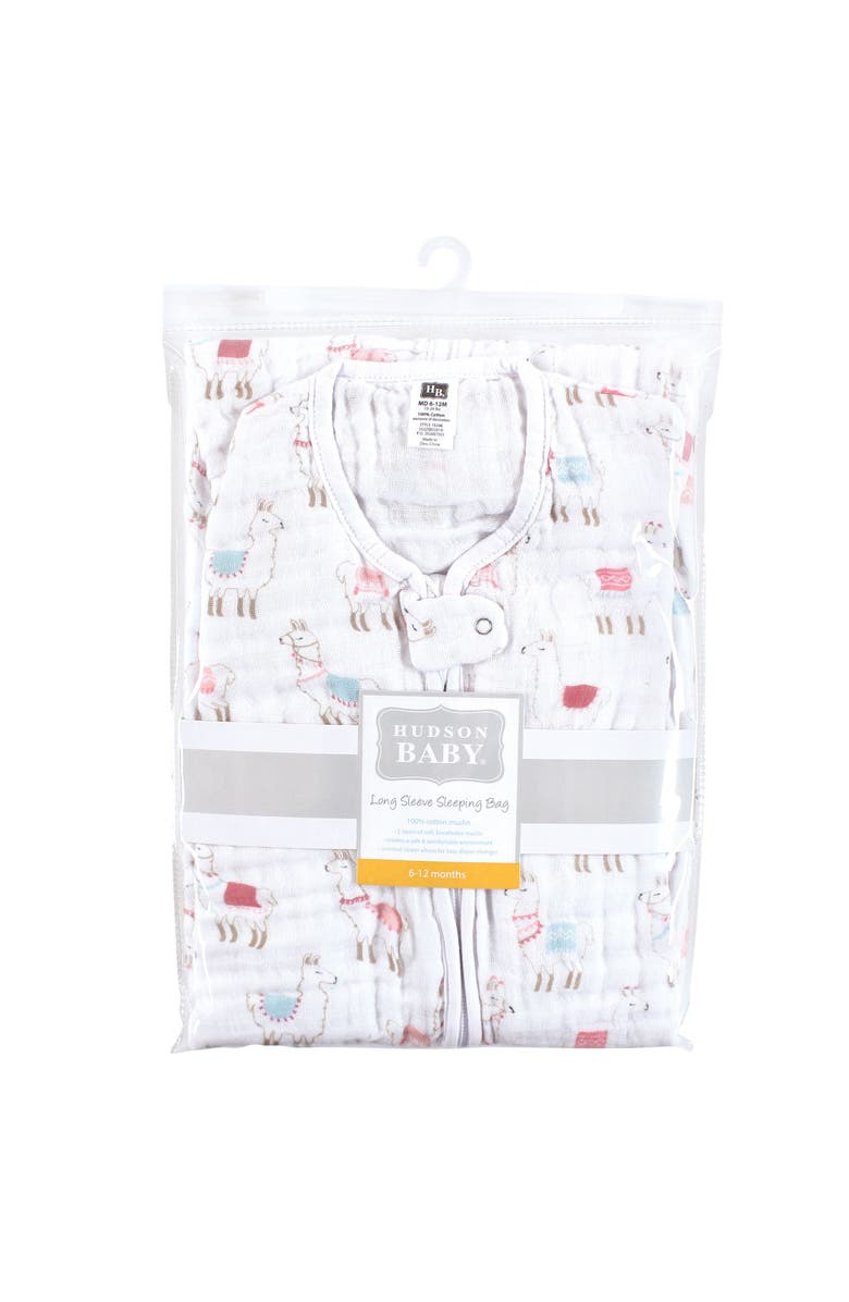 Hudson Baby Soft Muslin Long-Sleeve Sleep Swaddle, Alternate, color, Llama