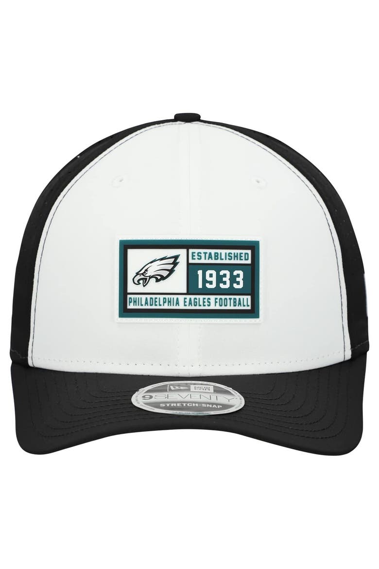 Men's New Era  White/Black Philadelphia Eagles Established Patch 9SEVENTY Adjustable Hat, Alternate, color, White