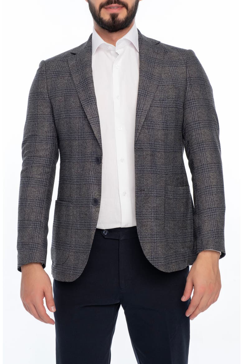 Plaid Sport Coat, Main, color, BLACK