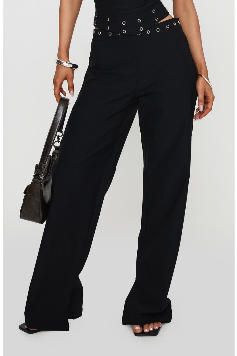 Passionette Grommet Wide Leg Pants, Main, color, BLACK