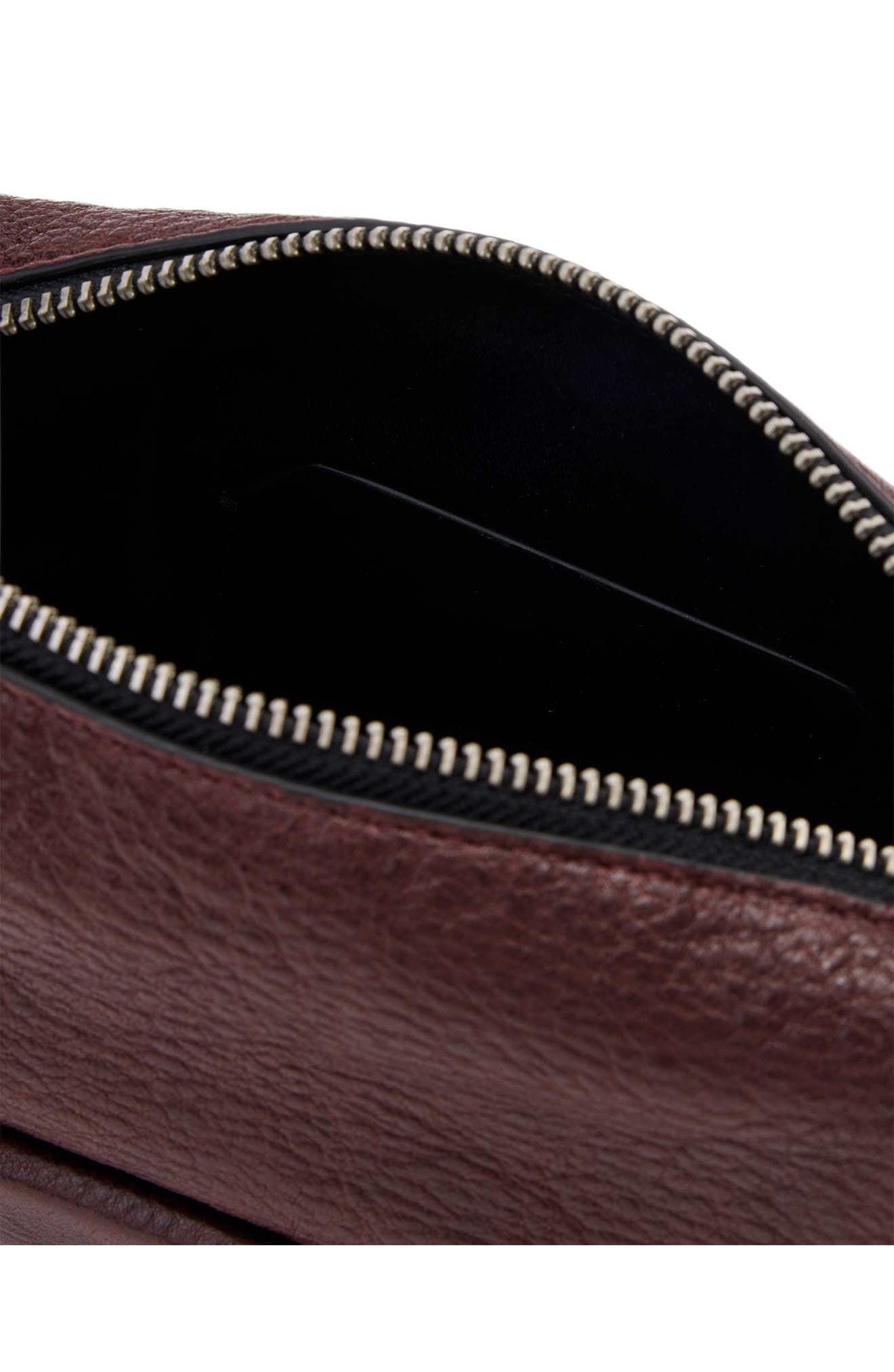 Ares Compact Leather Crossbody Bag, Alternate, color, BRNT UMBR RED/ SLVR