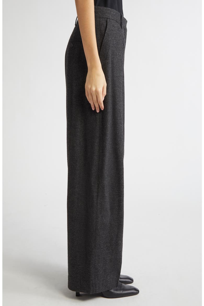 Wide Leg Flannel Trousers, Alternate, color, CHARCOAL MELANGE