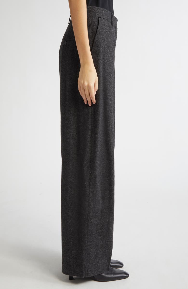 TOTEME Wide Leg Flannel Trousers, Alternate, color, Charcoal Melange