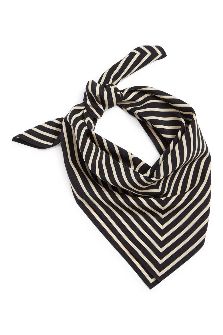 Totême Geometric Monogram Silk Scarf, Alternate, color, BLACK