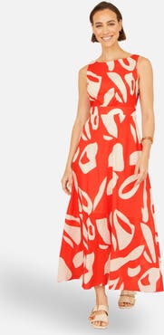 Yumi Cotton Abstract Print Maxi Dress