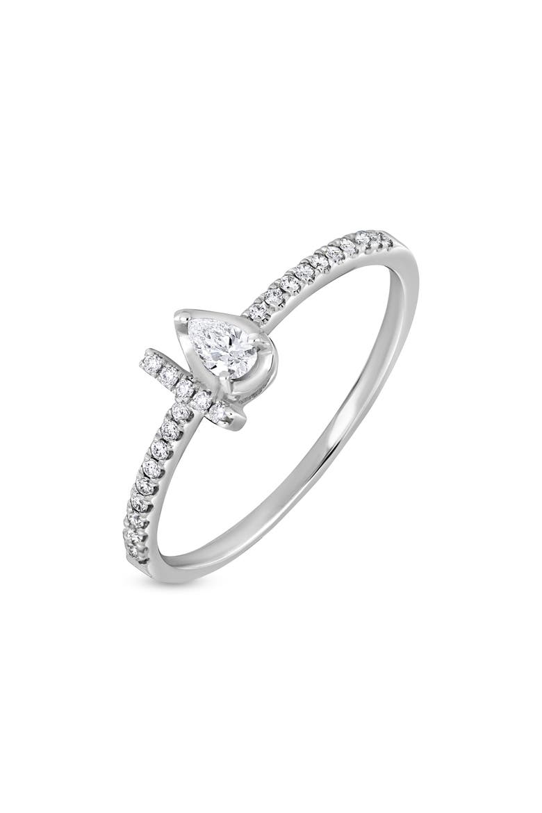 Maya Pear Cut Diamond Pavé Ring, Main, color, 18KW