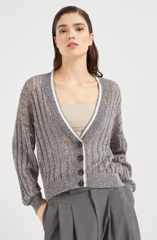 Shop Brunello Cucinelli Dazzling Cardigan In Medium Grey