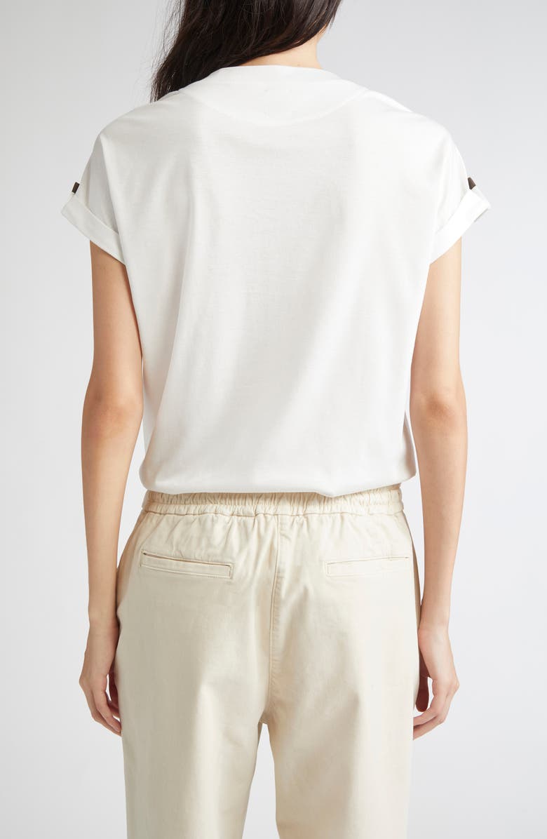 Eleventy Grosgrain Loop Detail T-Shirt, Alternate, color, 01 White