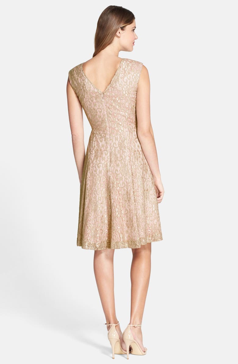 Eliza J Stretch Lace Fit & Flare Dress, Alternate, color, 