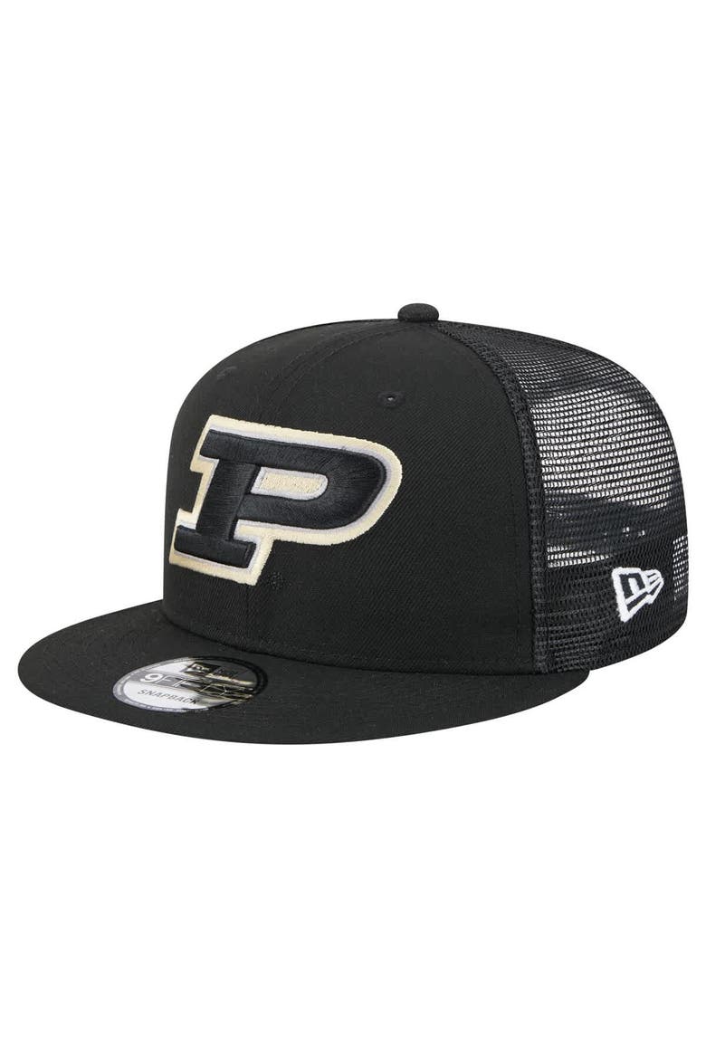 Men's New Era Black Purdue Boilermakers Trucker 9FIFTY Snapback Hat, Main, color, Black