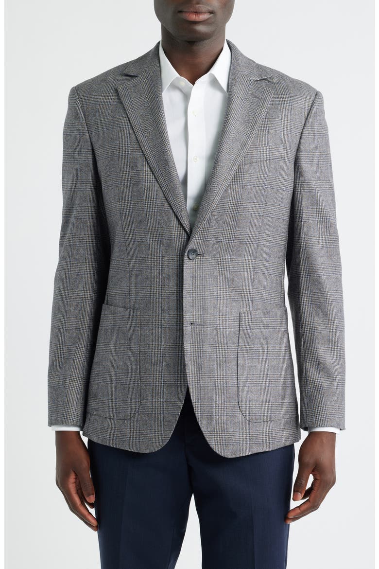 Duke Plaid Merino Wool Sport Coat, Main, color, BLACK- WHITE DUKE PLAID