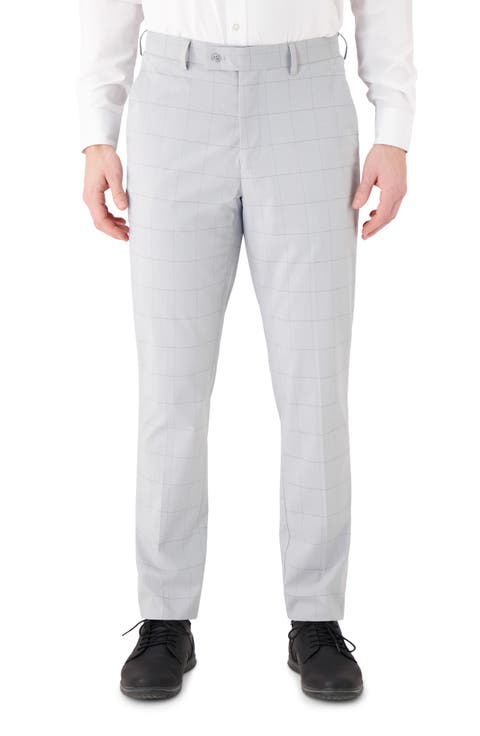 Vince Flat Front Windowpane Check Stretch Dress Pants