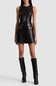 Alice + Olivia Marcella Sleeveless Faux Leather Dress