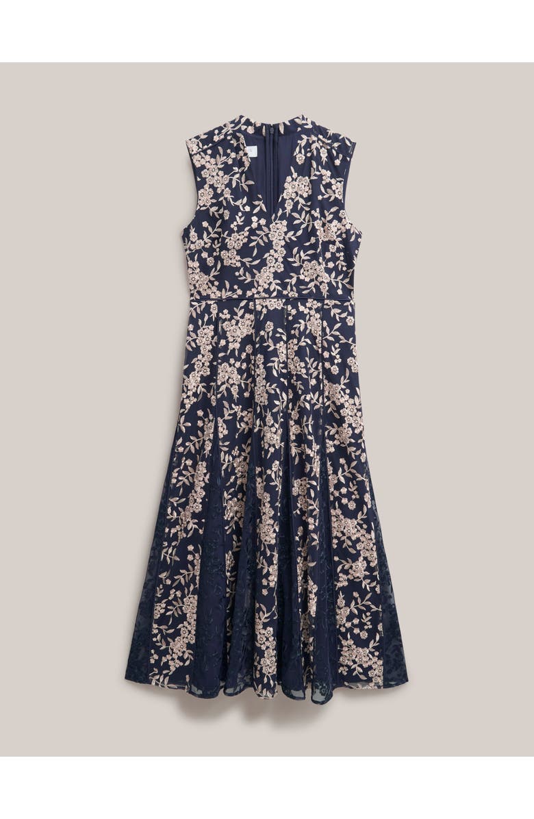 HOBBS LONDON Quin Sleeveless V-Neck Embroidered Dress, Alternate, color, Midnight Blush