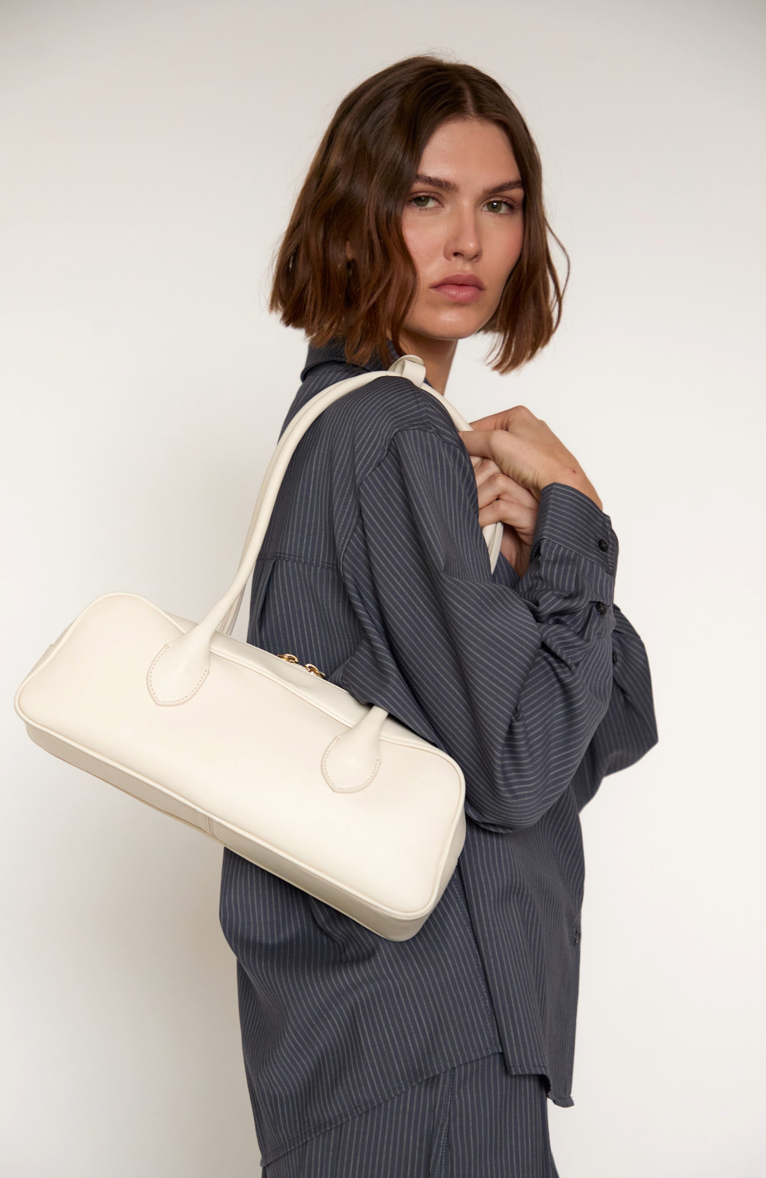 La Strada Leather East West Bag, Alternate, color, Off-White