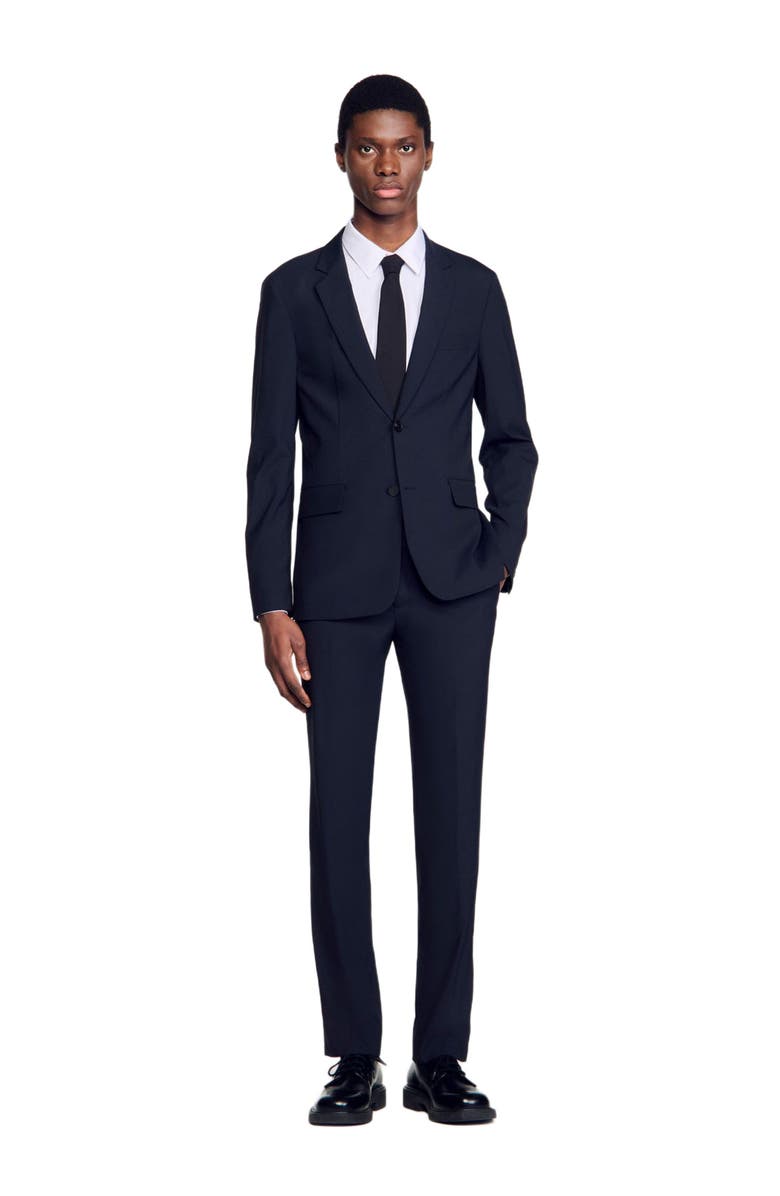SANDRO Wool suit jacket, Alternate, color, Navy Blue