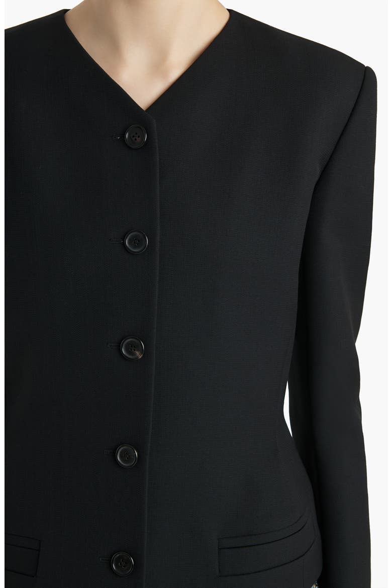 Nara Collarless Wool Canvas Jacket, Alternate, color, BLACK